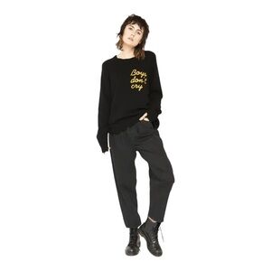 Sandrine Rose Black Relaxed Fit Button Fly Trouser Pants NWT